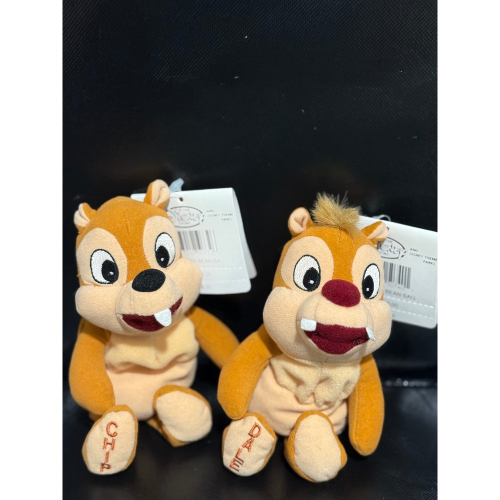 Disney Chip Dale Plush Bean Bag Set Disneyland Parks‎ Chipmunk Stuffed Animal